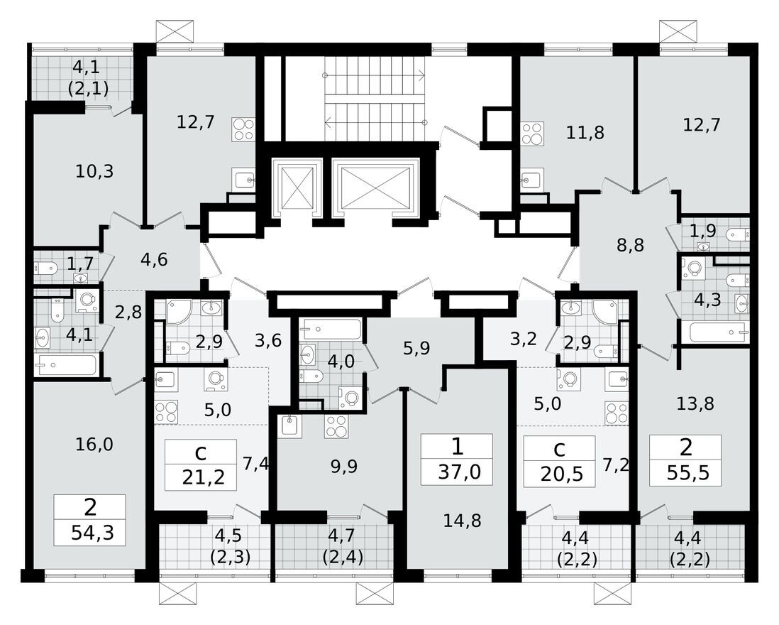 План этажа — Студия-квартира, 20.6 м²