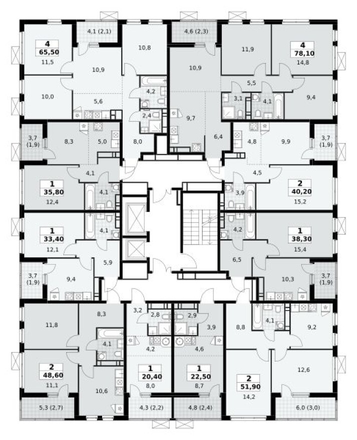 План этажа — Студия-квартира, 20.4 м²