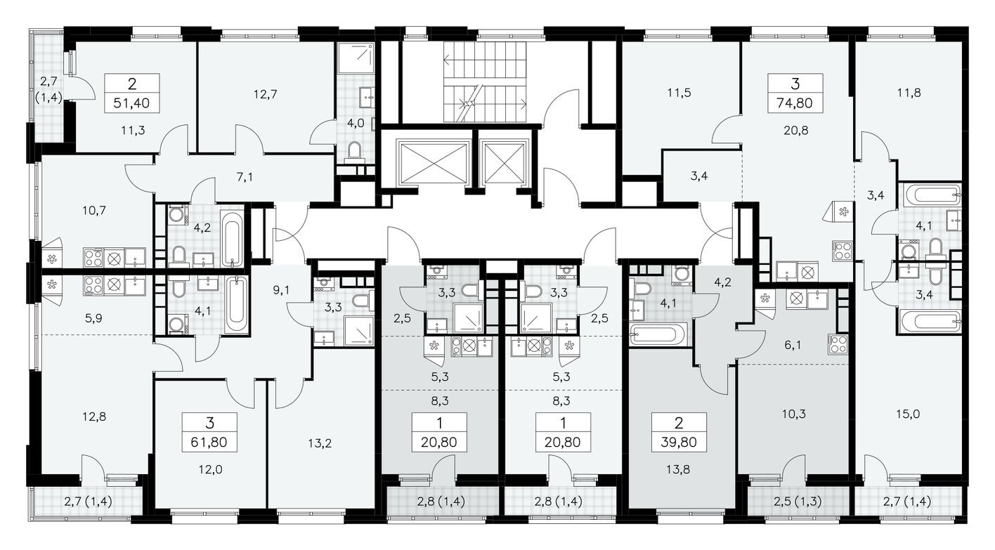План этажа — Студия-квартира, 20.8 м²