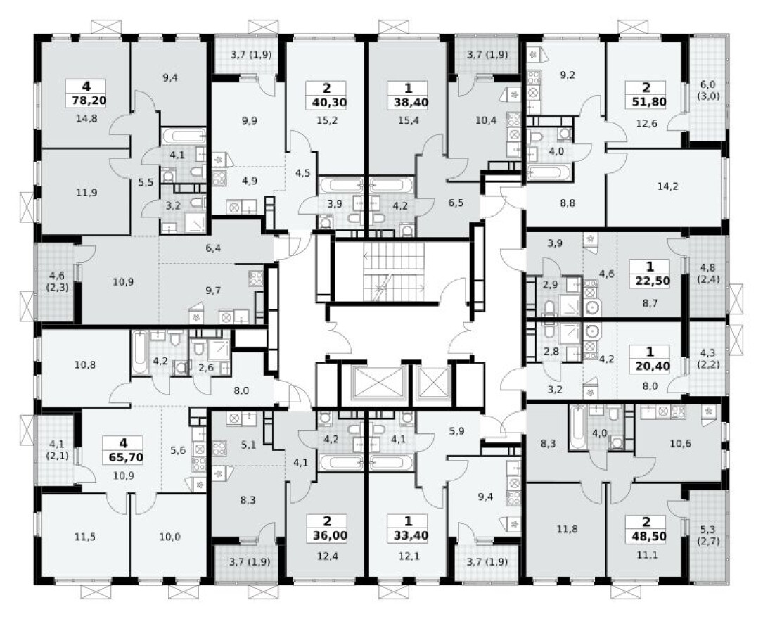 План этажа — Студия-квартира, 20.4 м²
