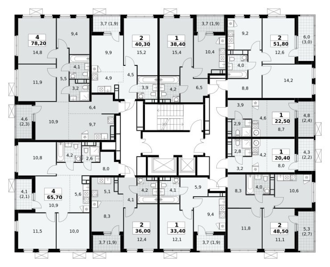 План этажа — Студия-квартира, 20.4 м²