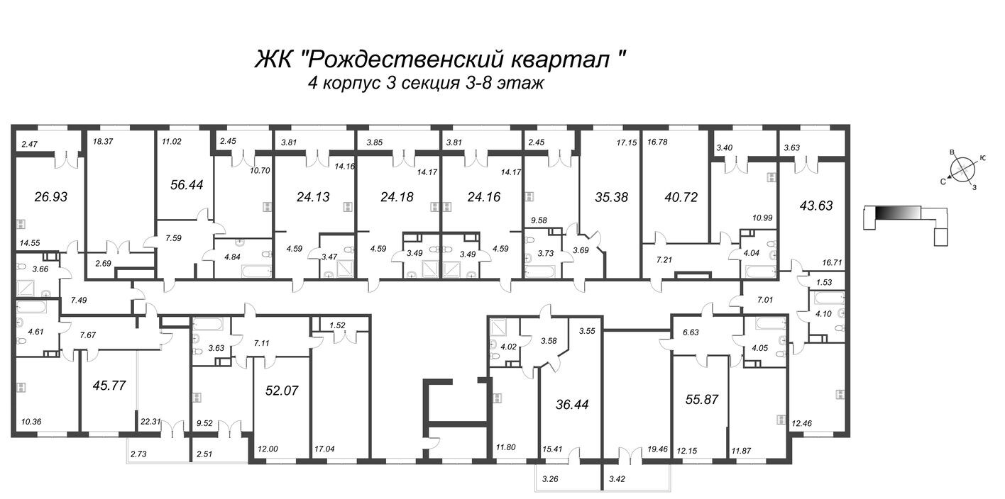План этажа — Студия-квартира, 24.2 м²