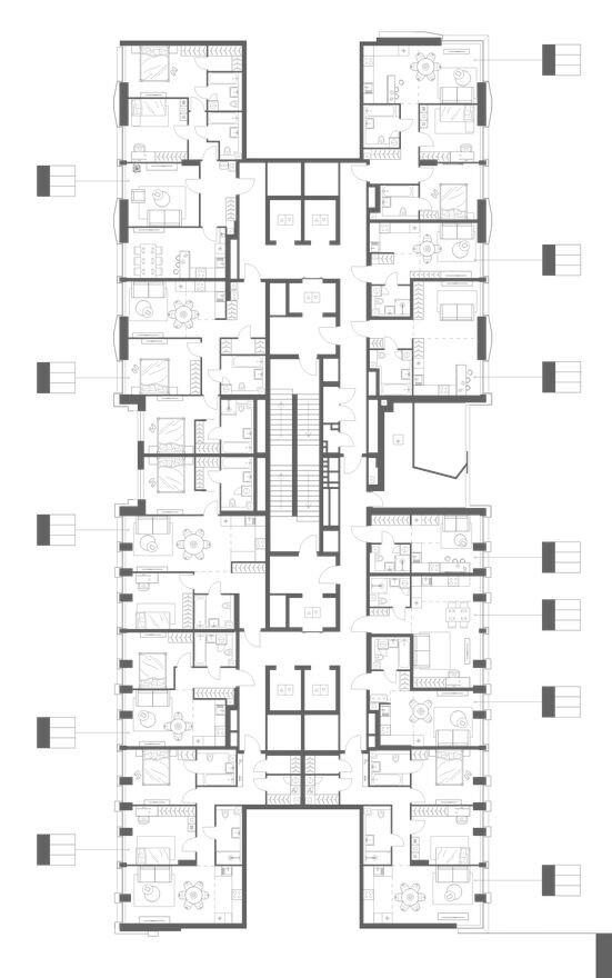 План этажа — 1к. квартира, 26.7 м²