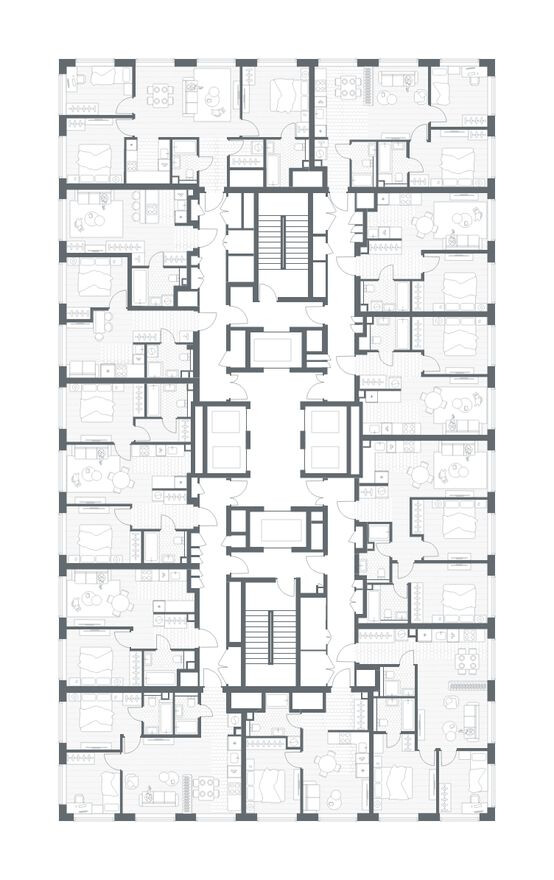 План этажа — 1к. квартира, 41.1 м²