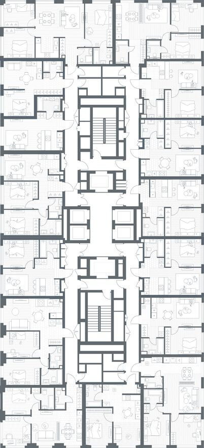 План этажа — 1к. квартира, 42.7 м²