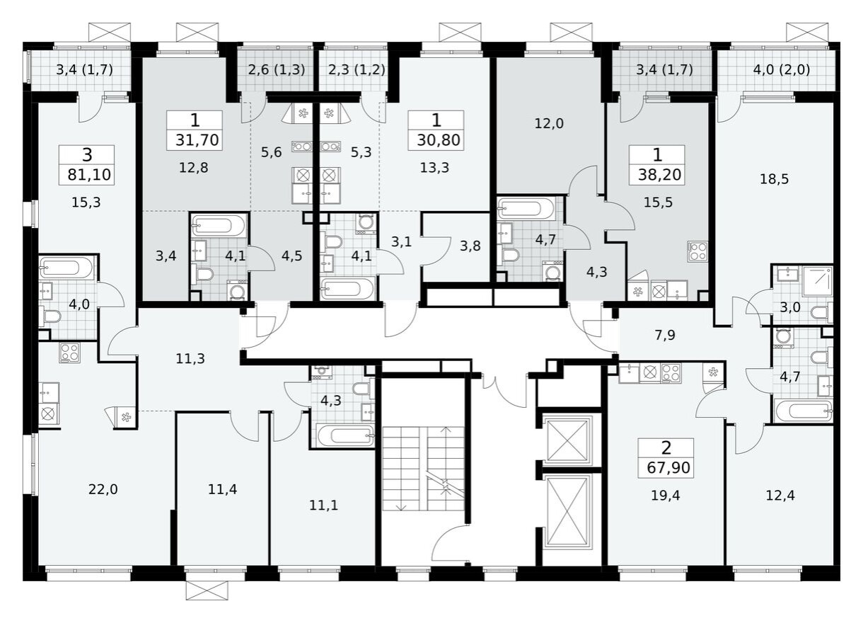 План этажа — Студия-квартира, 31.7 м²