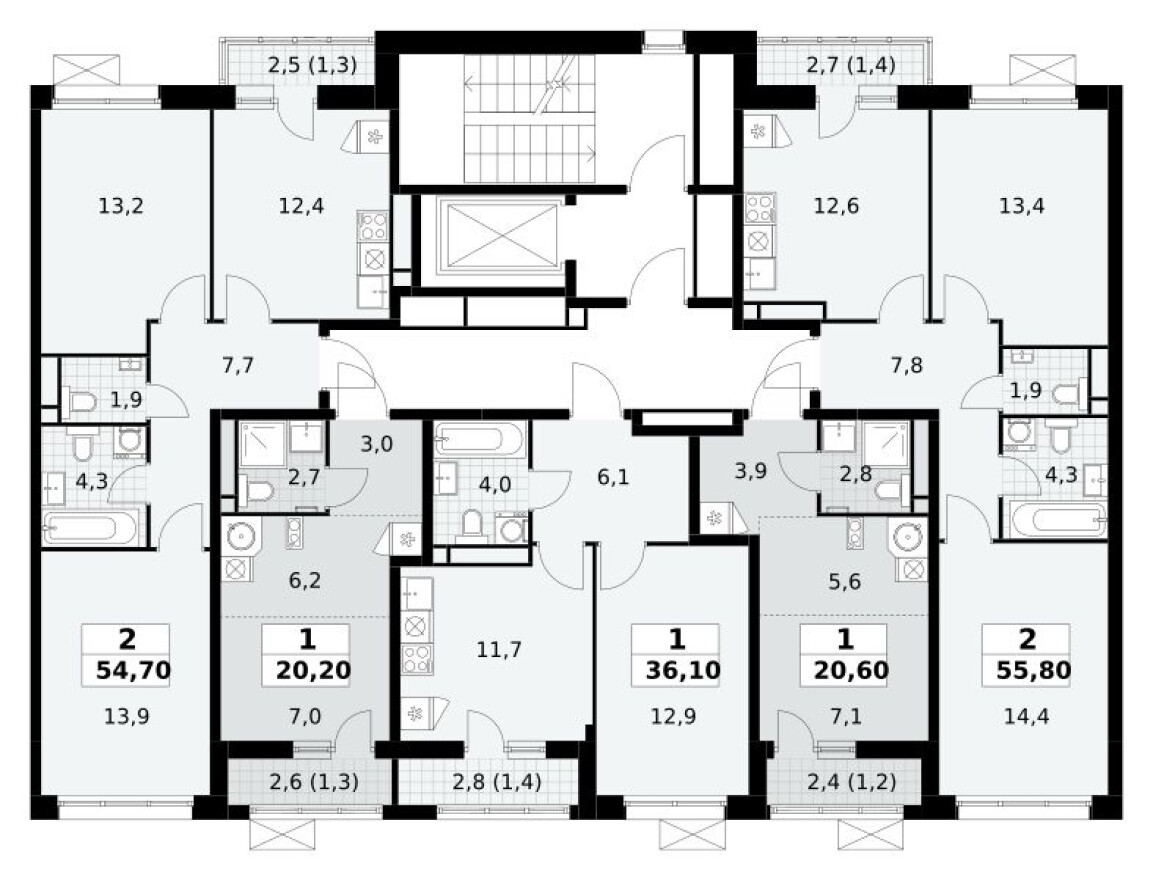 План этажа — Студия-квартира, 20.6 м²