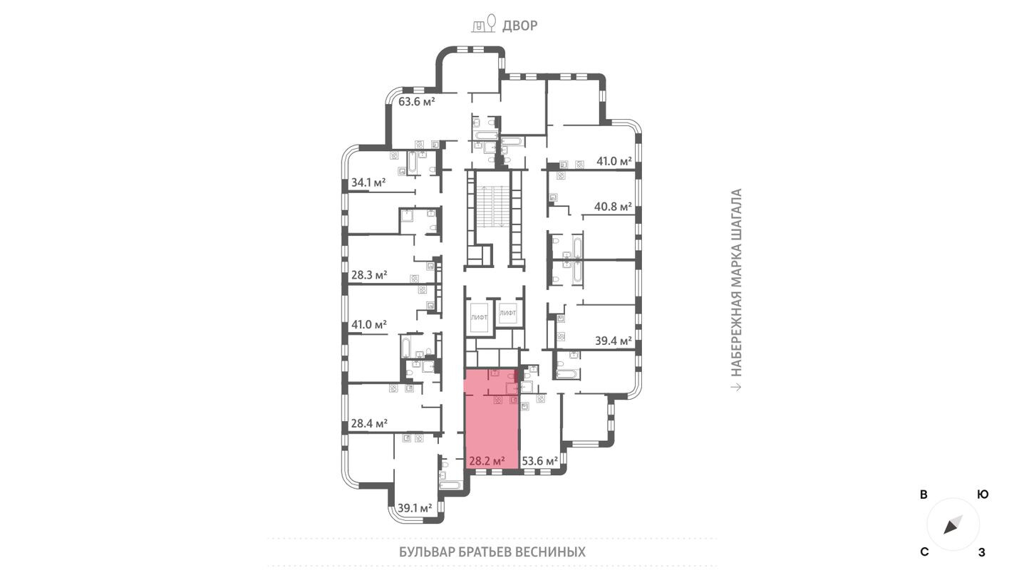 План этажа — Студия-квартира, 28.2 м²