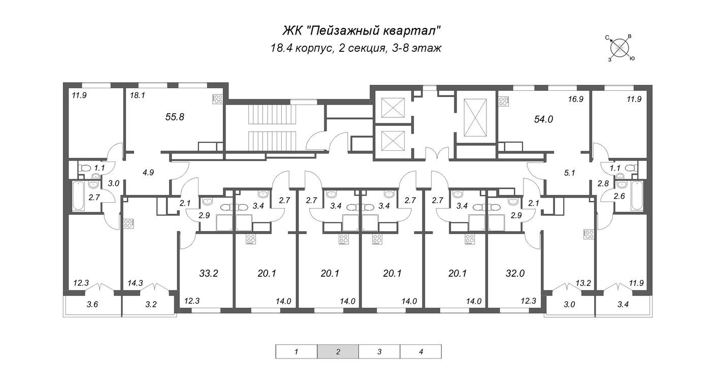 План этажа — Студия-квартира, 20.1 м²