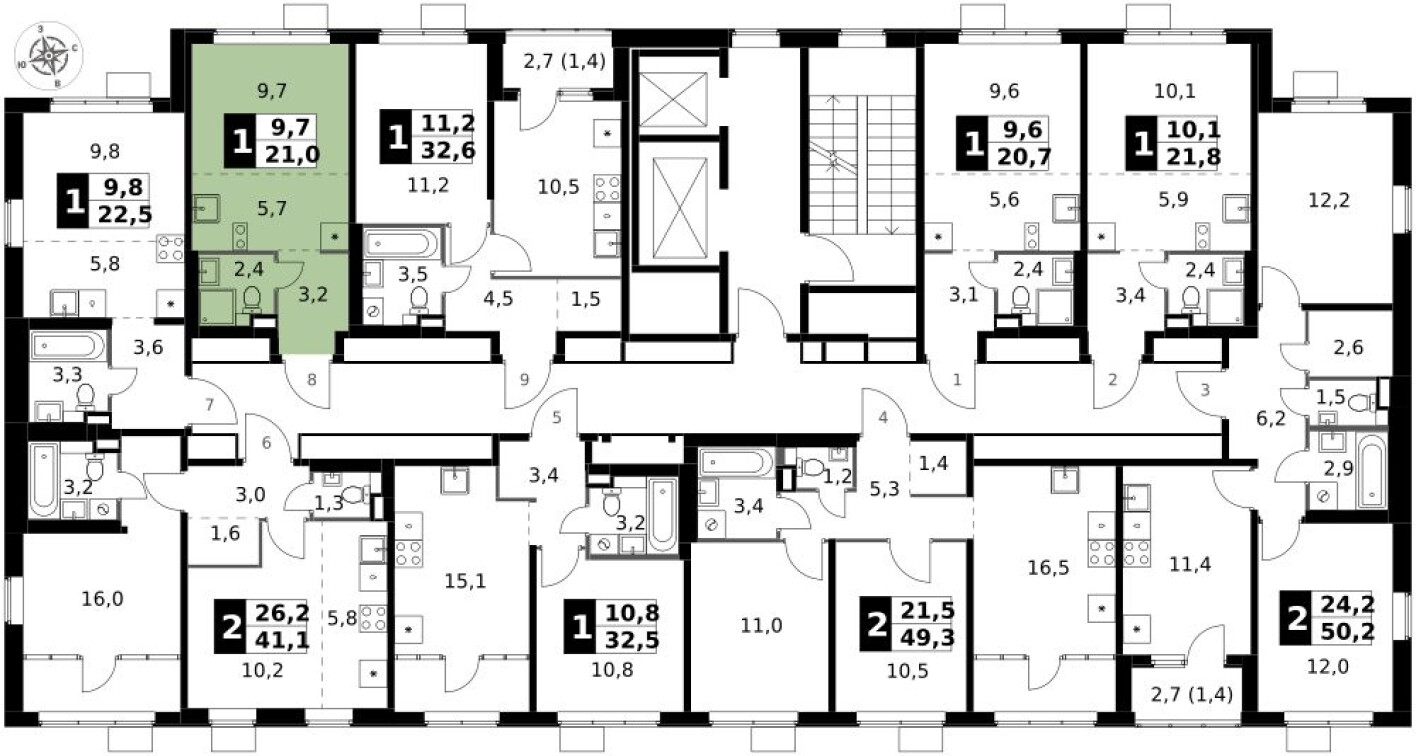 План этажа — Студия-квартира, 21.0 м²