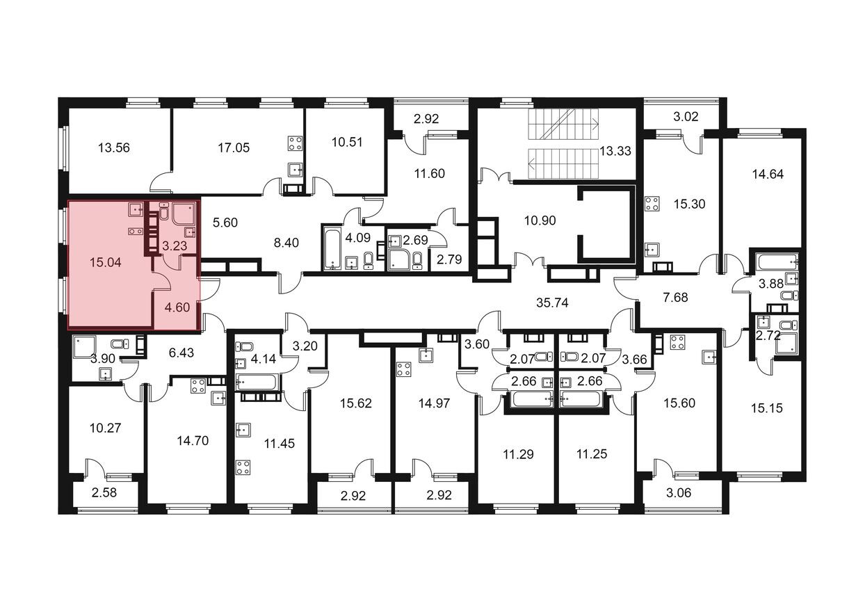 План этажа — Студия-квартира, 22.9 м²